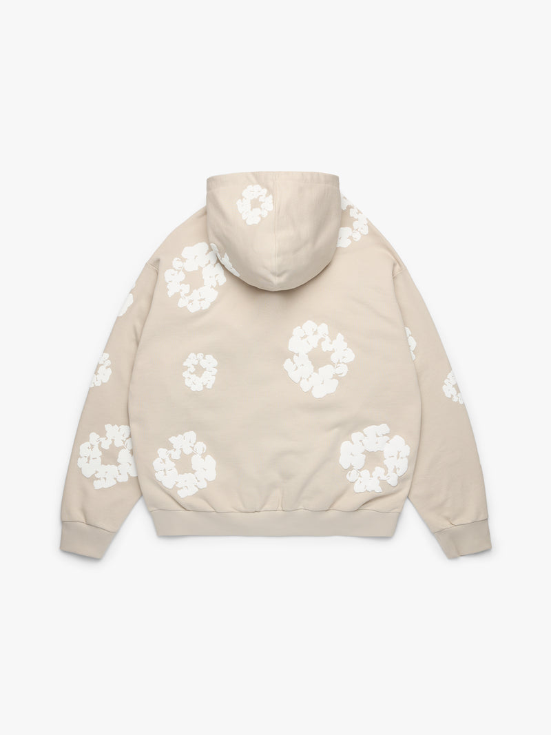 Cotton Wreath Zip Hoodie Cream
