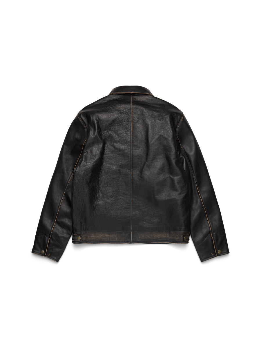 Libertas Crest Leather Jacket Washed Black – DENIM TEARS