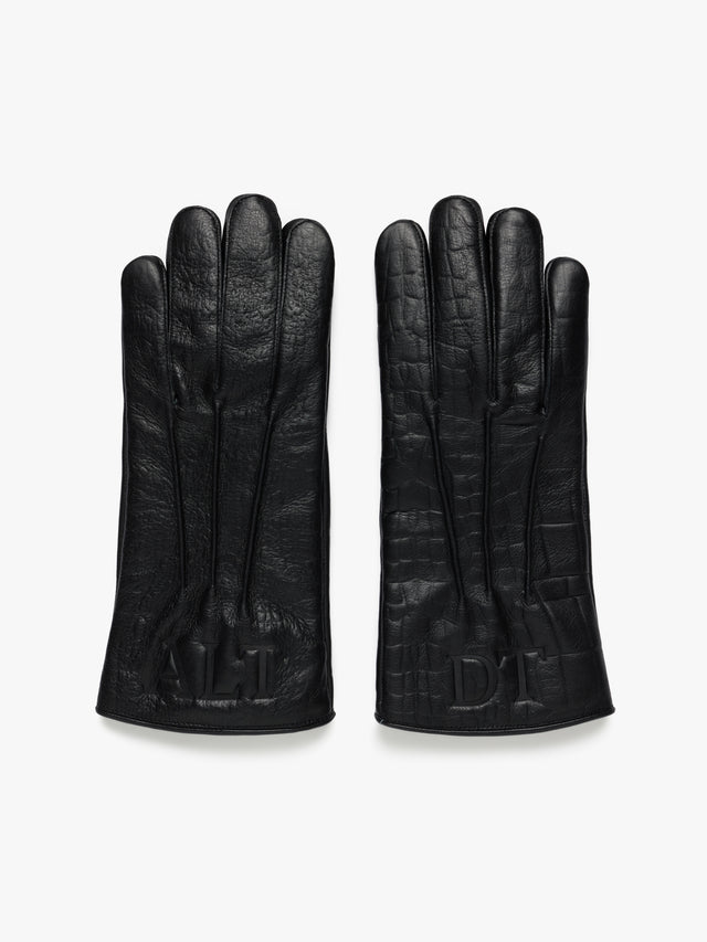 André Leon Talley Croc Embossed Leather Gloves