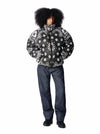 Cotton Wreath Paisley Puffer Jacket Black