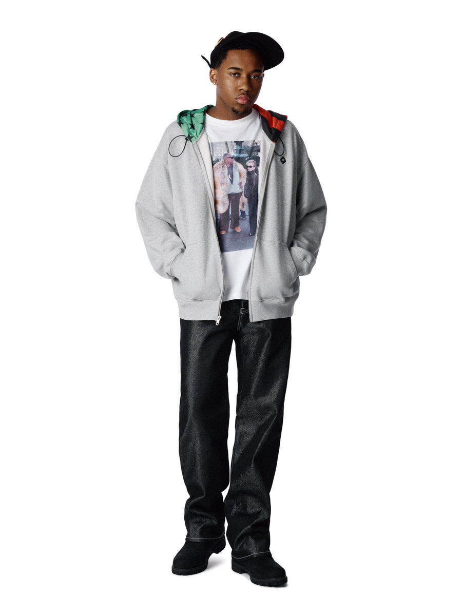 Pan African Peace Wreath Zip Up Hoodie Grey – DENIM TEARS