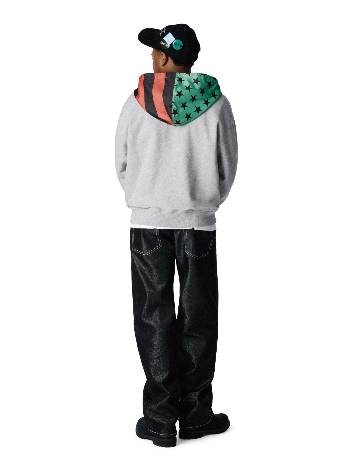 Pan African Peace Wreath Zip Up Hoodie Grey – DENIM TEARS