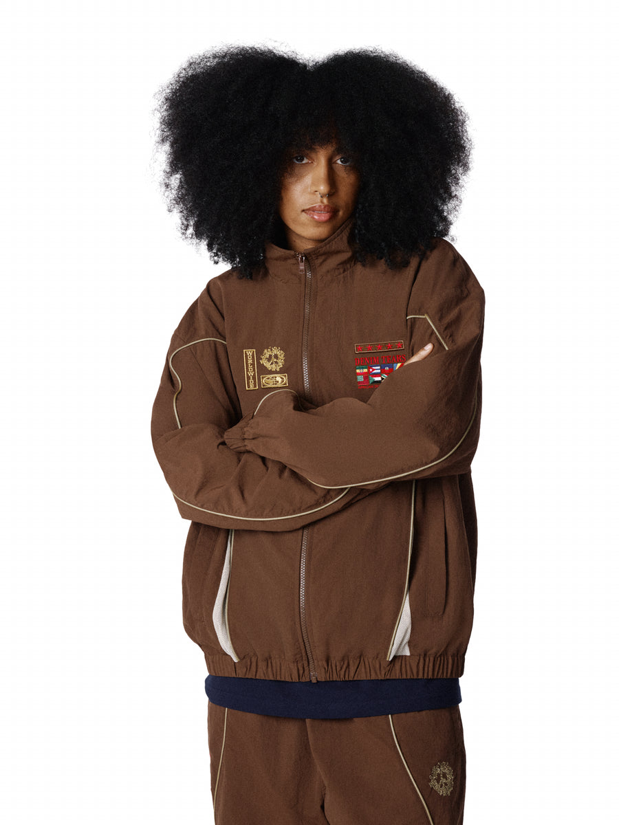 Diaspora Flag Track Jacket Brown – DENIM TEARS