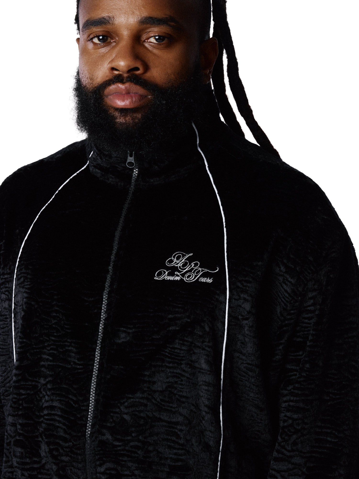 Faux Astrakhan Track Jacket Black – DENIM TEARS