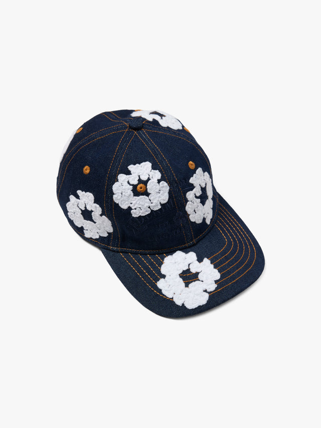 Denim Cotton Wreath Cap Washed Indigo