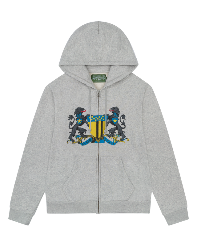 Panther Crest Zip Up Hoodie Grey