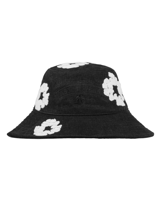 Denim Cotton Wreath Bucket Hat Washed Black