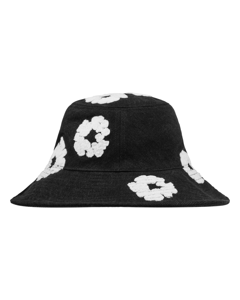 Denim Cotton Wreath Bucket Hat Washed Black