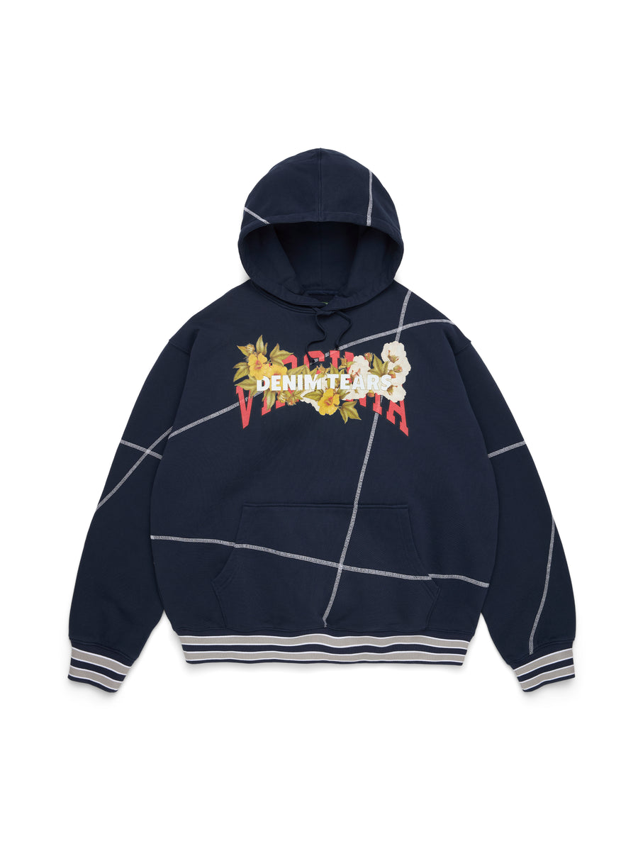 DT Virginia Overlock Stitch Hoodie Navy – DENIM TEARS