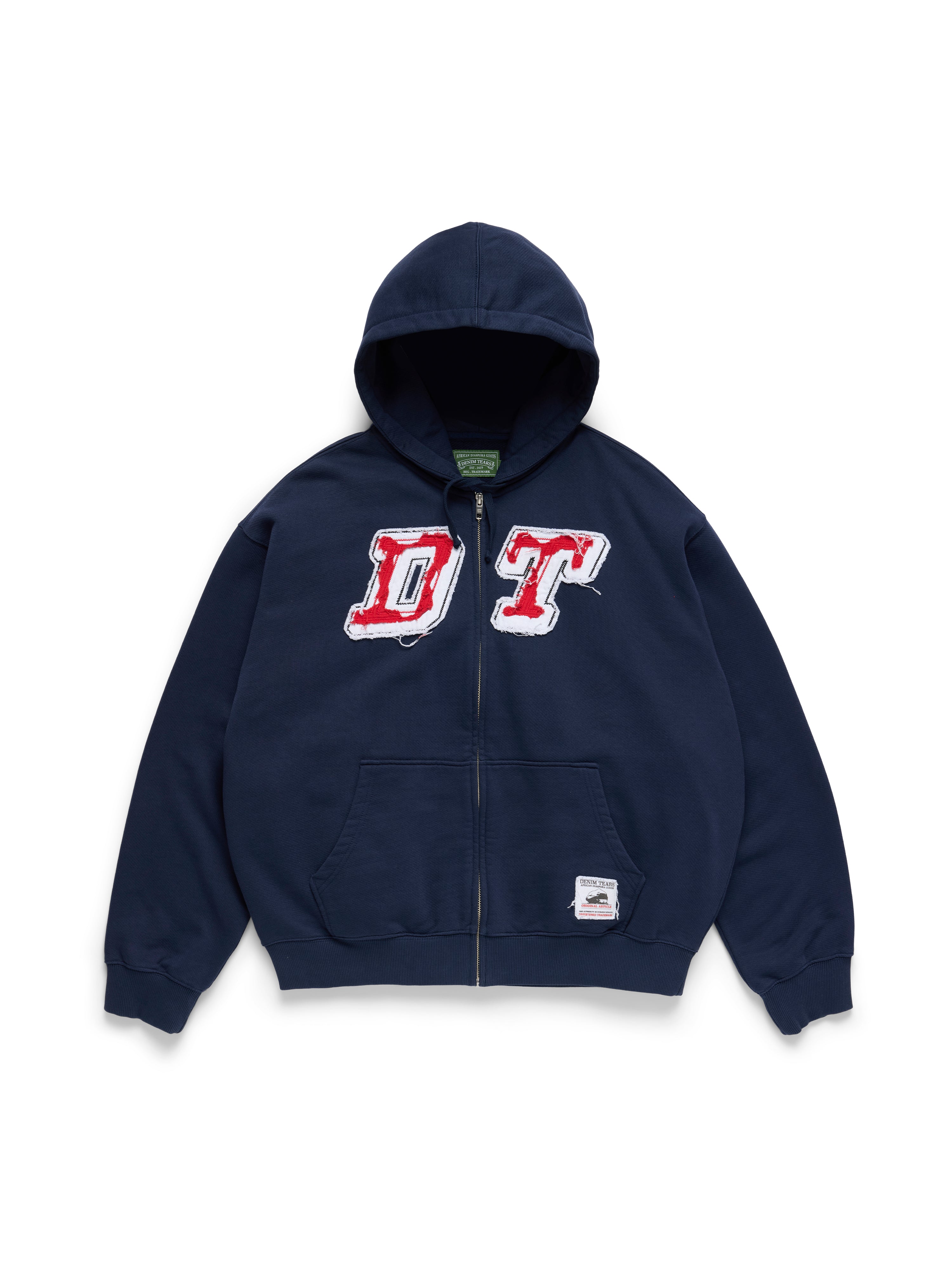トップス Denim tears hoodie dark blue (S size) Distressed Tackle Twill Zip Up Hoodie Navy – DENIM TEARS