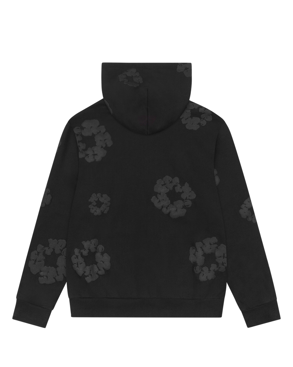 Mono Cotton Wreath Zip Hoodie Black – DENIM TEARS
