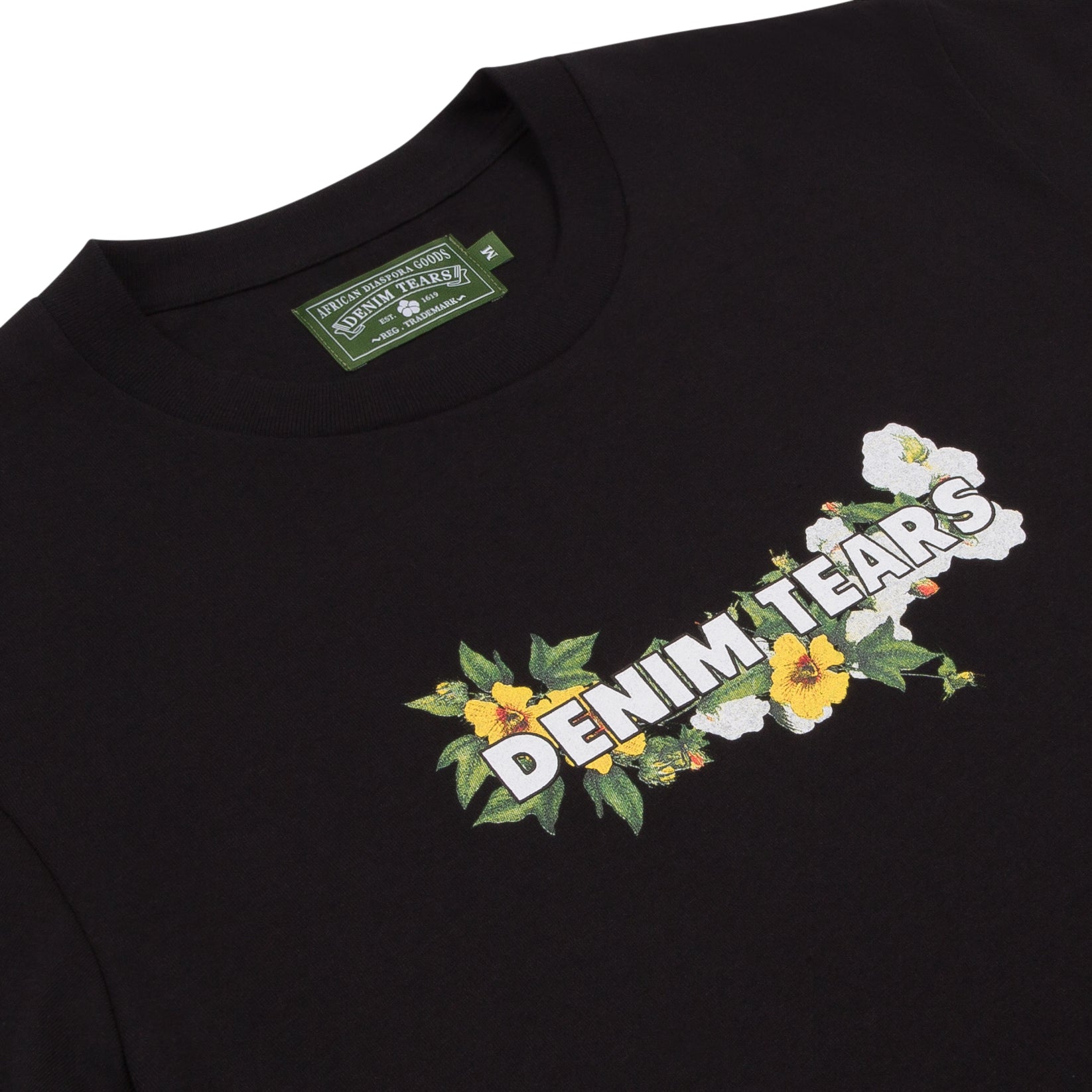 Cotton Floral Logo Tee Black – DENIM TEARS
