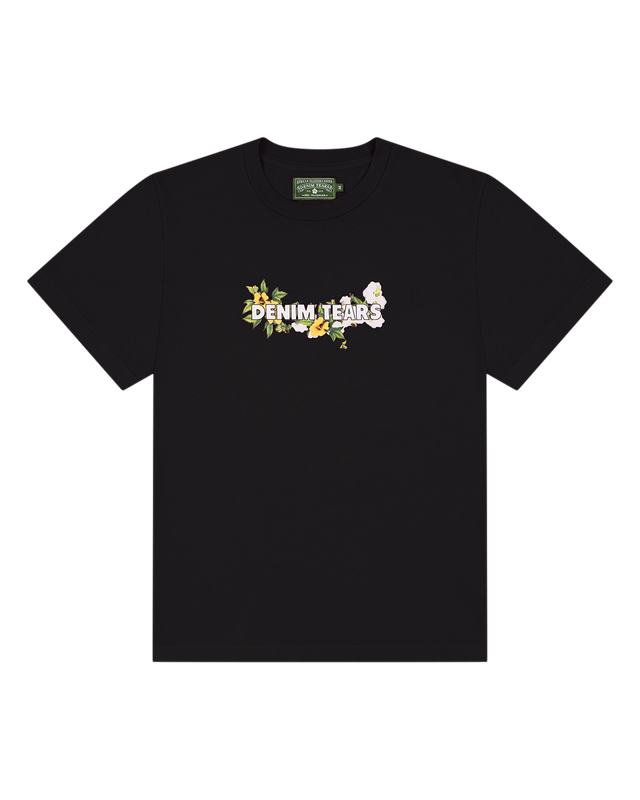 Cotton Floral Logo Tee Black