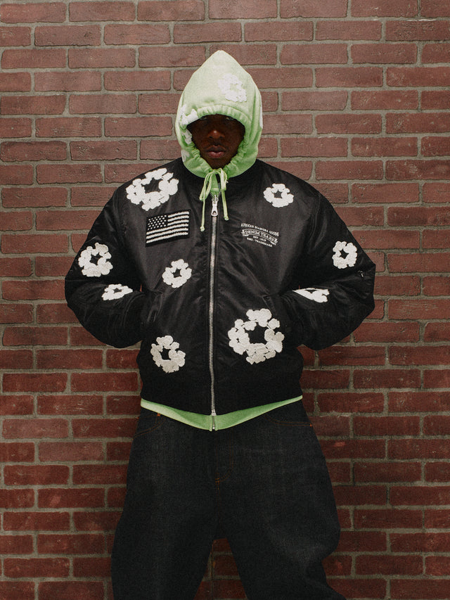 Cotton Wreath MA-1 Bomber Jacket Black