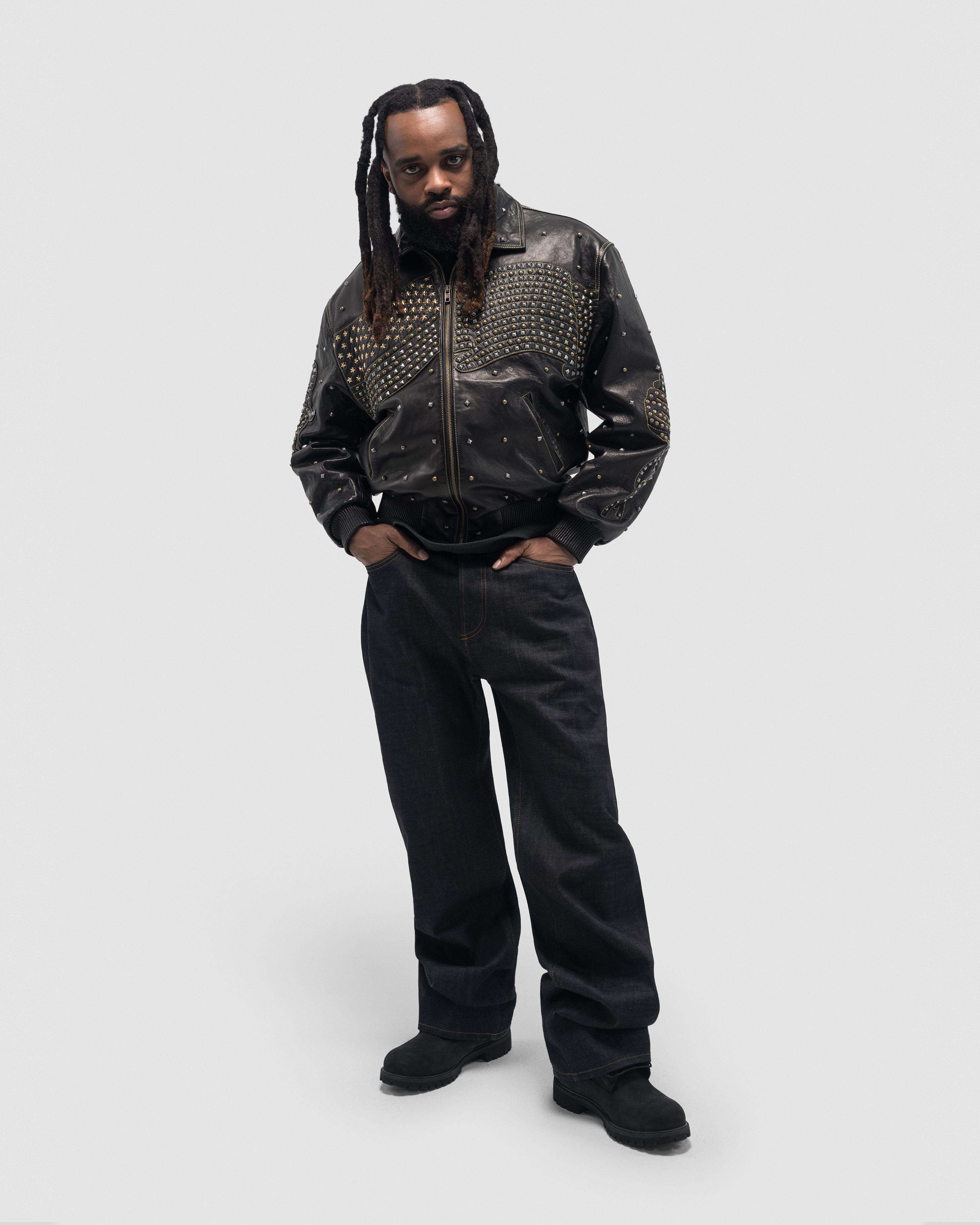 Libertas Studded Leather Jacket – DENIM TEARS