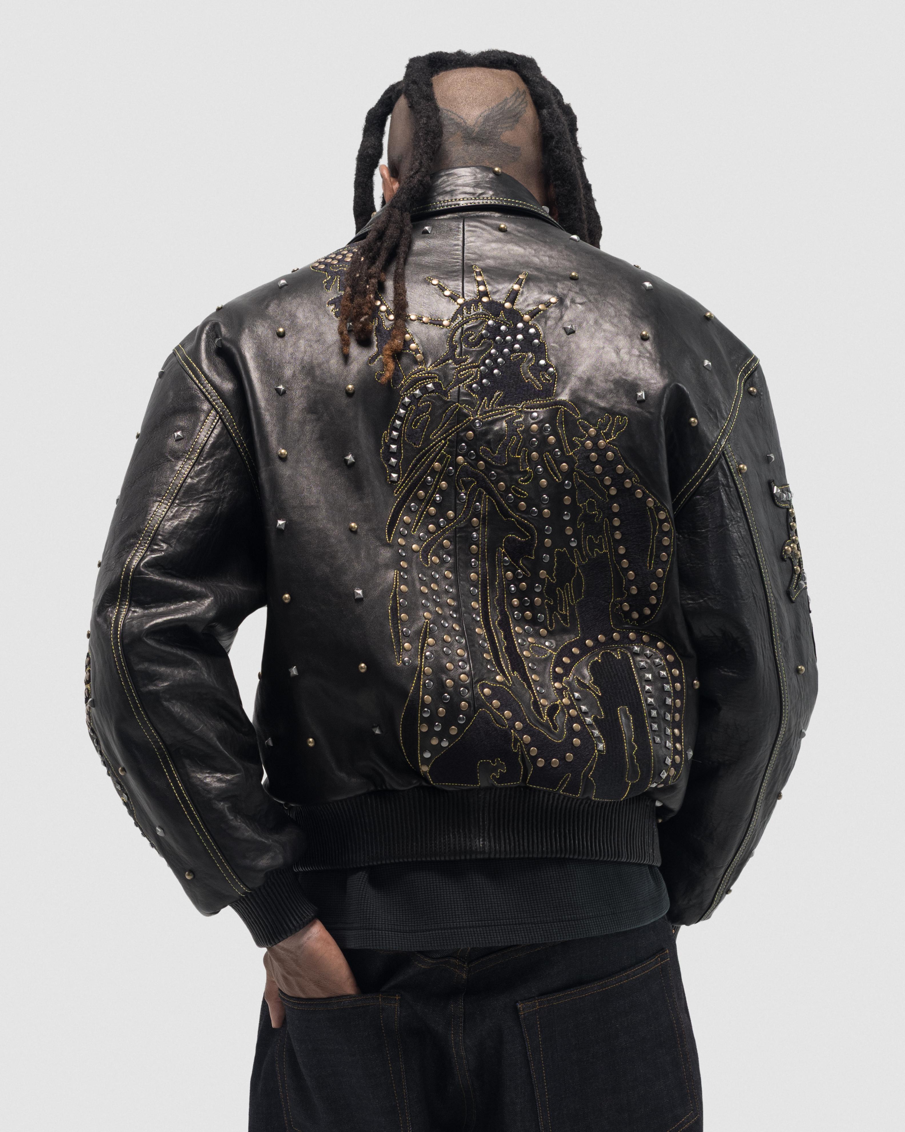 Libertas Studded Leather Jacket – DENIM TEARS