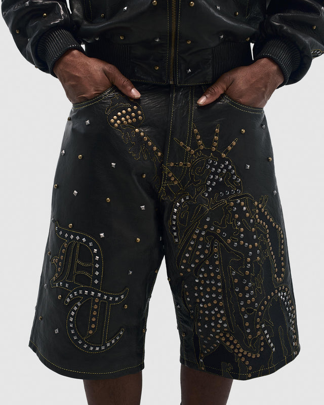 Libertas Studded Leather Shorts