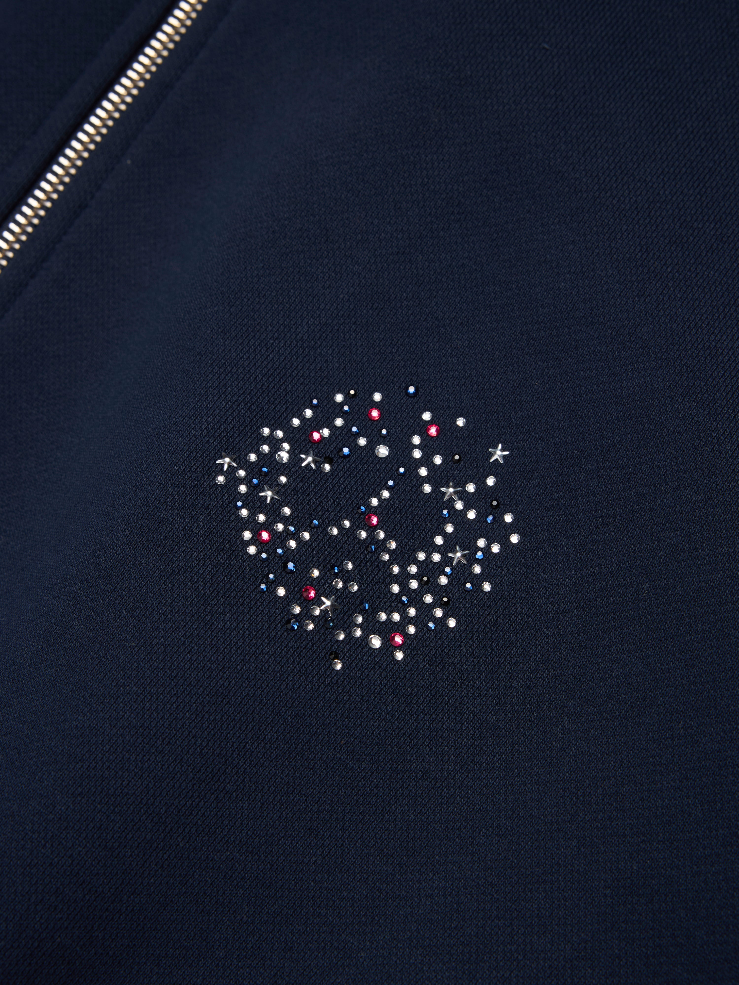 Denim U Rhinestone Fleece Track Jacket Navy – DENIM TEARS