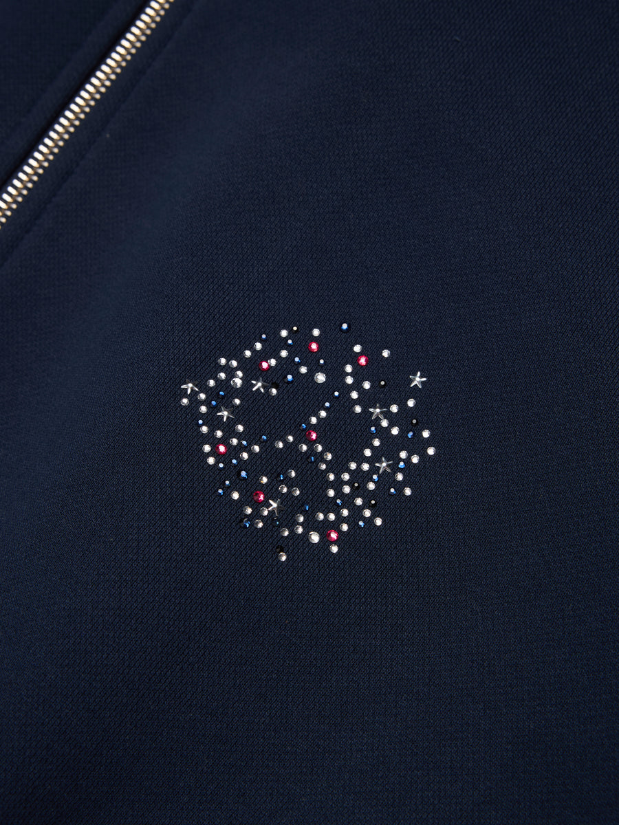Denim U Rhinestone Fleece Track Jacket Navy – DENIM TEARS