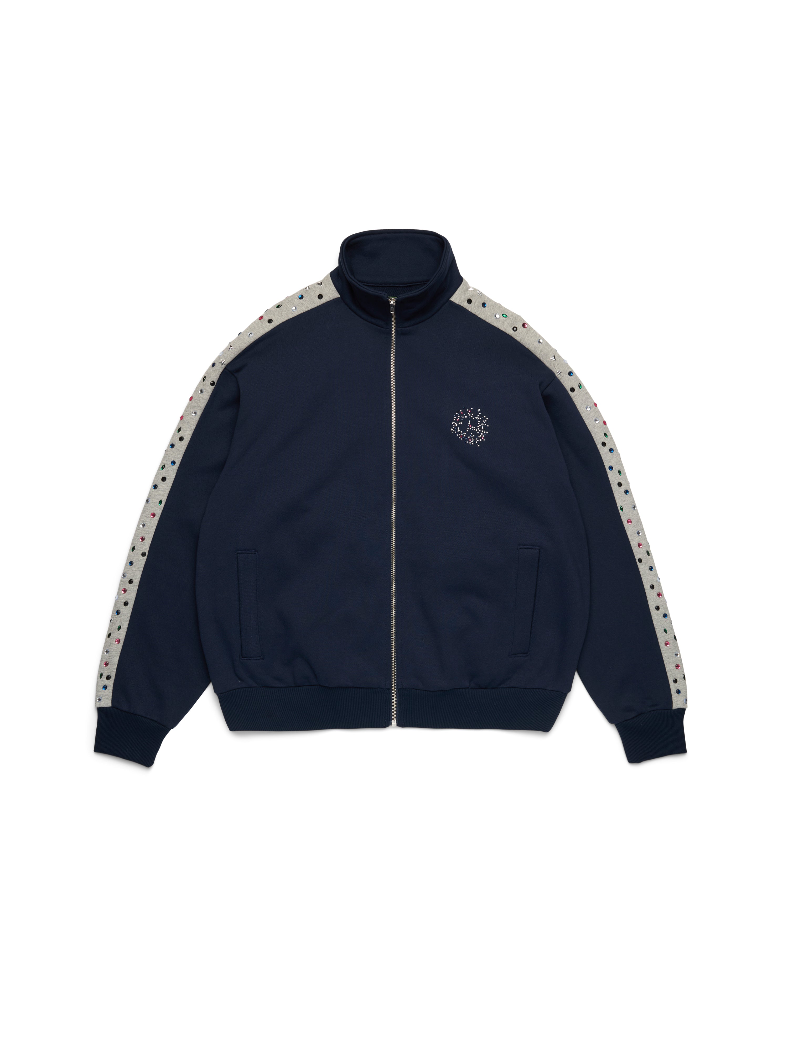 JOHN別注 made by stein ARS TRACK JAKET Denim U Rhinestone Fleece Track Jacket Navy – DENIM TEARS