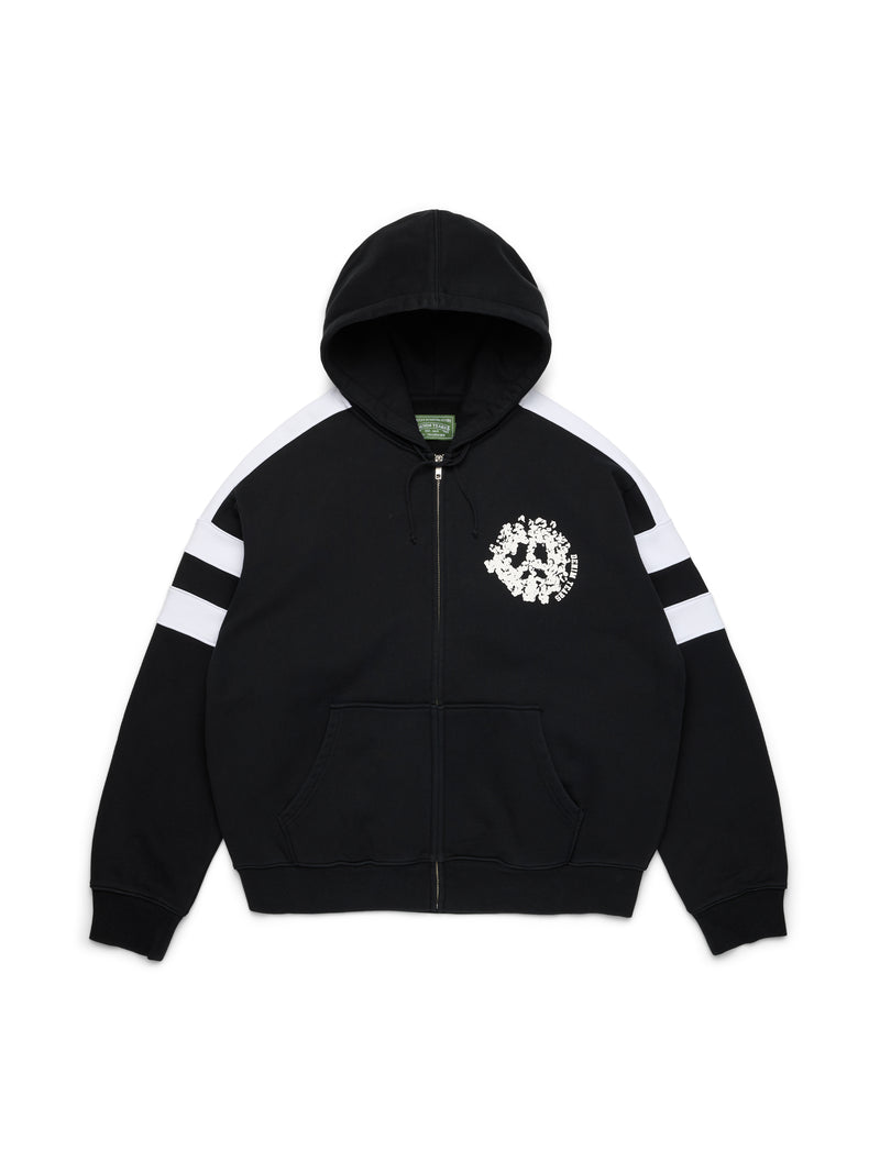 Denim U Paneled Zip Hoodie Black
