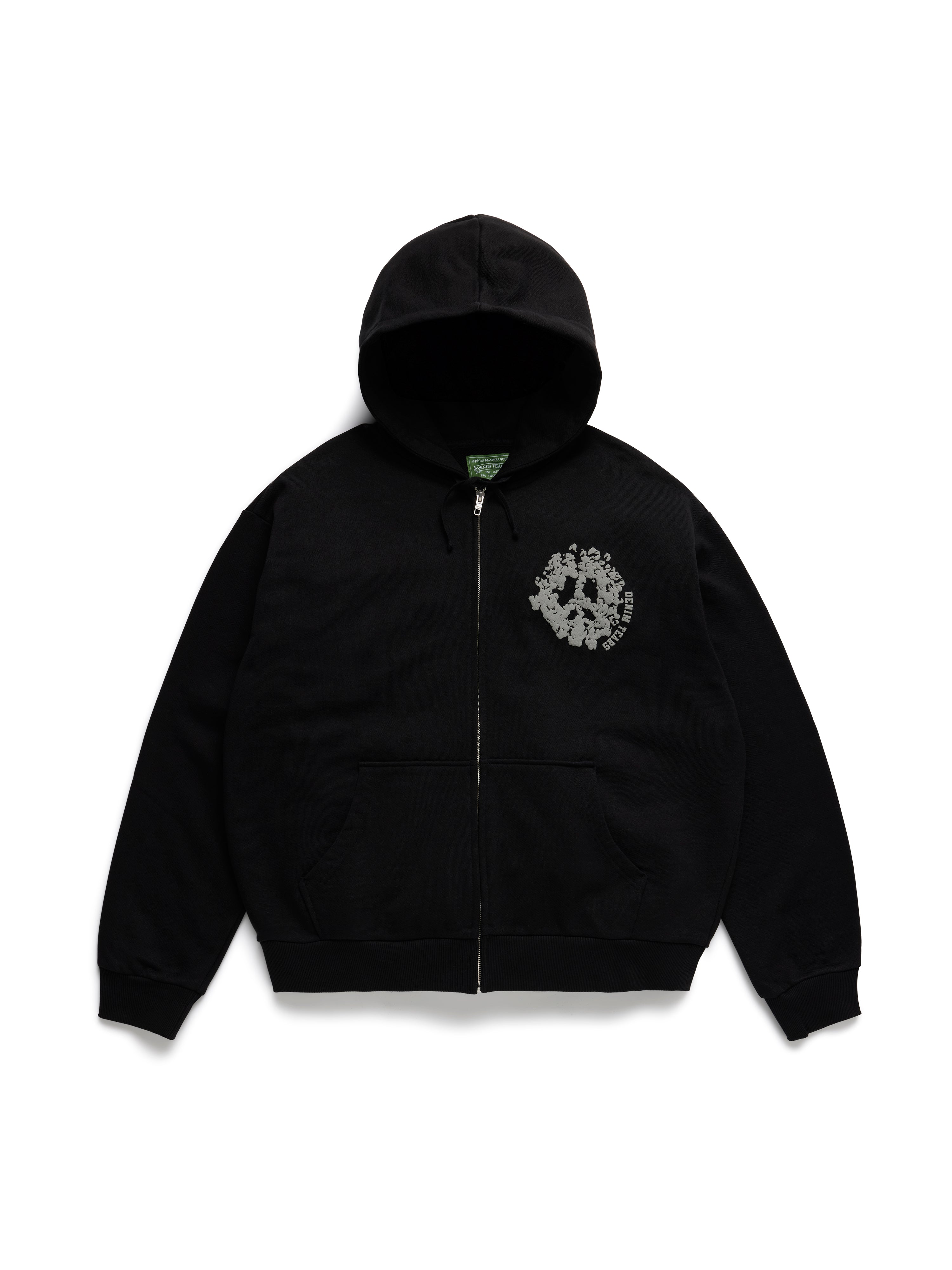 Denim U Zip Hoodie Black – DENIM TEARS