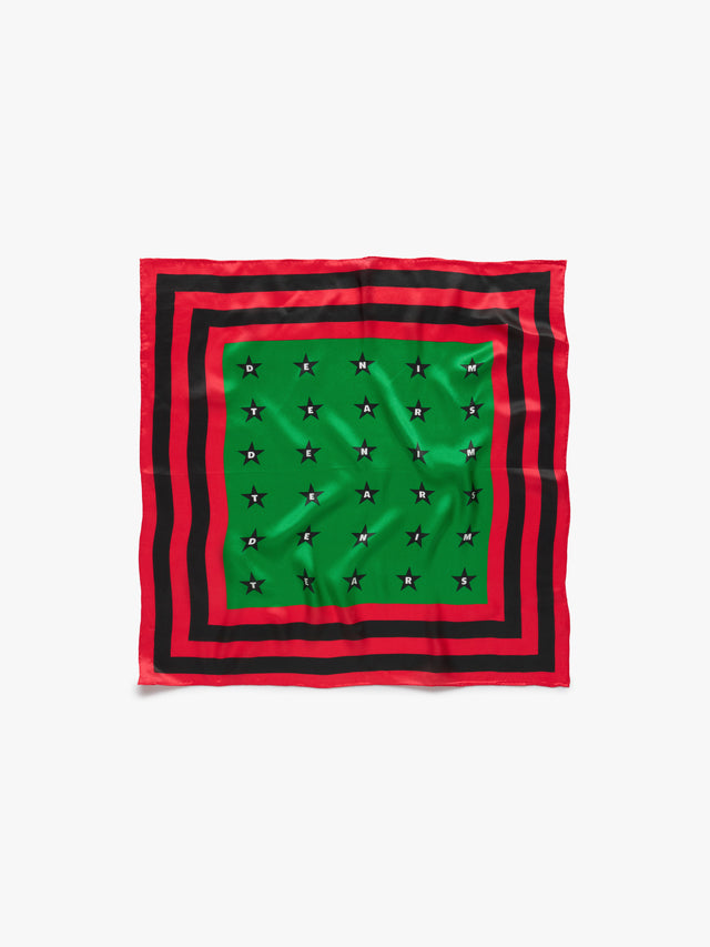 Diaspora Star Silk Scarf Red/Black/Green