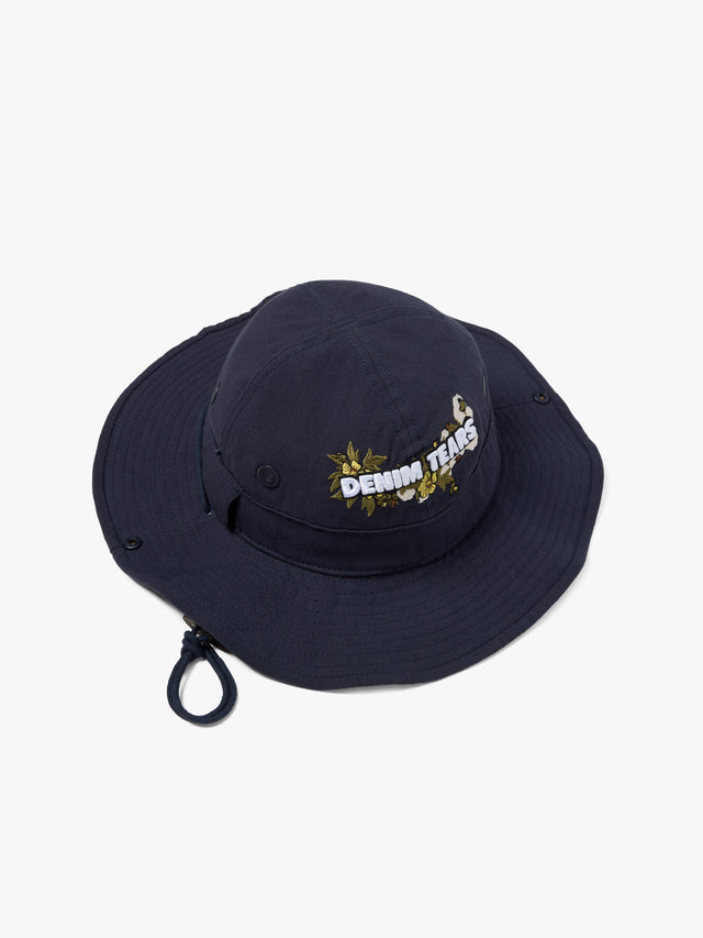 Cotton Floral Logo Bucket Hat Navy