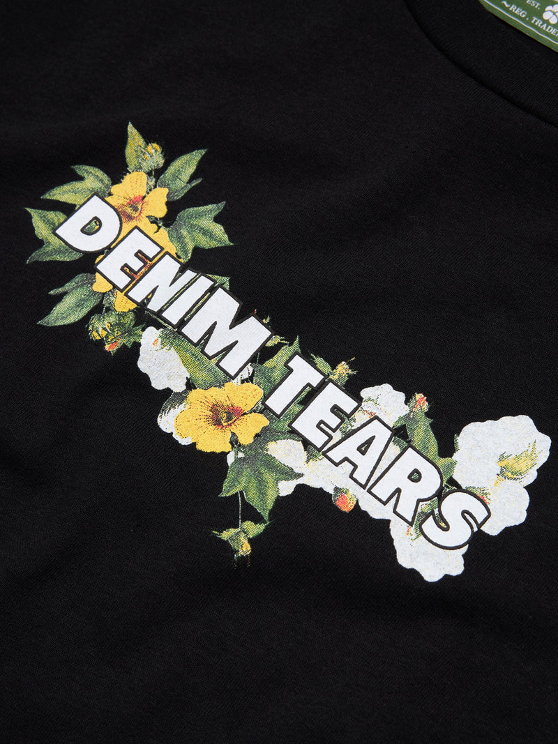 Cotton Floral Logo Tee Black