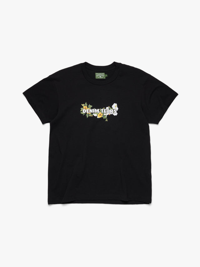 Cotton Floral Logo Tee Black