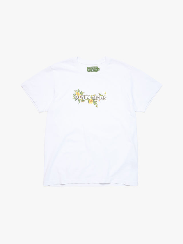 Cotton Floral Logo Tee White
