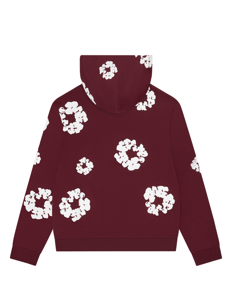 Cotton Wreath Hoodie Burgundy