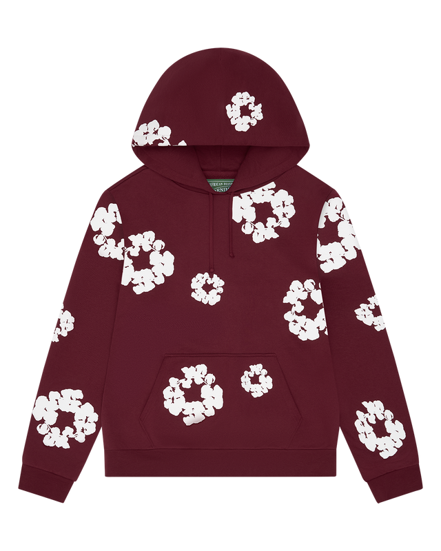 Cotton Wreath Hoodie Burgundy