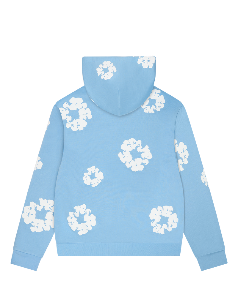 Cotton Wreath Hoodie Light Blue