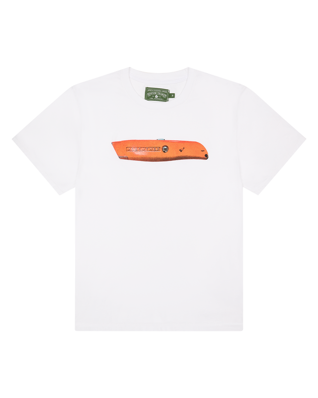 My Orange Box Cutter Make the World Go Round Tee White