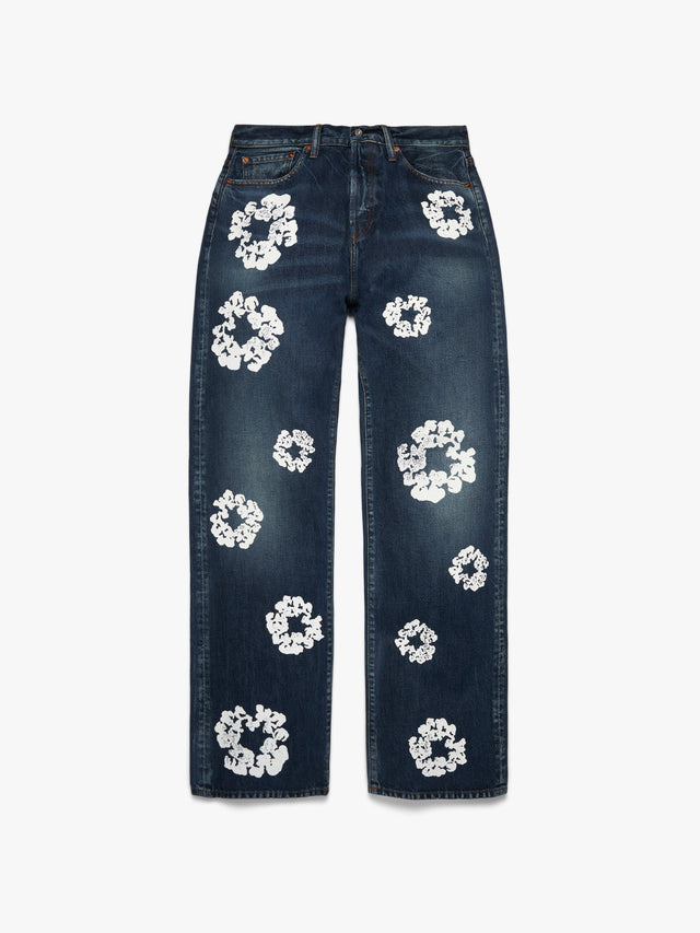 Baggy Cotton Wreath Denim Pant Dark Wash