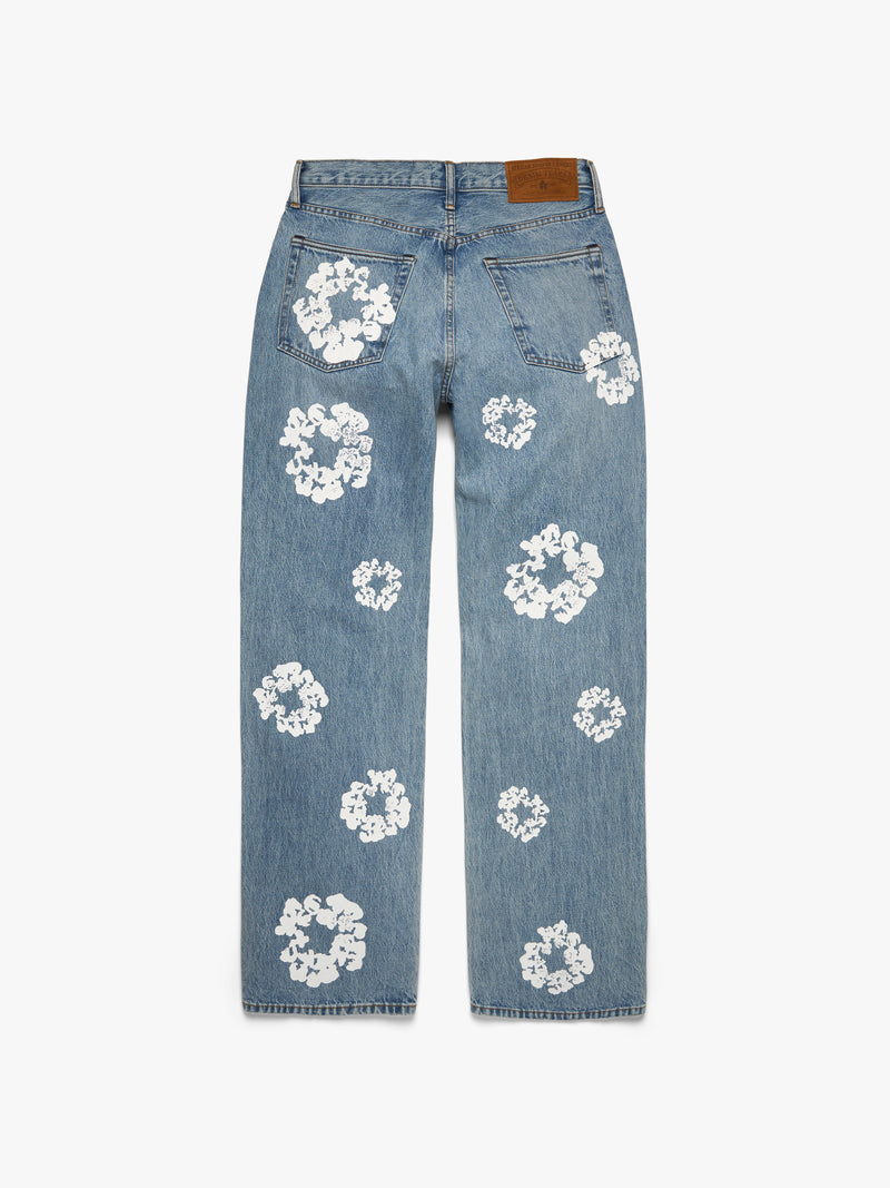 Baggy Cotton Wreath Denim Pant Light Wash
