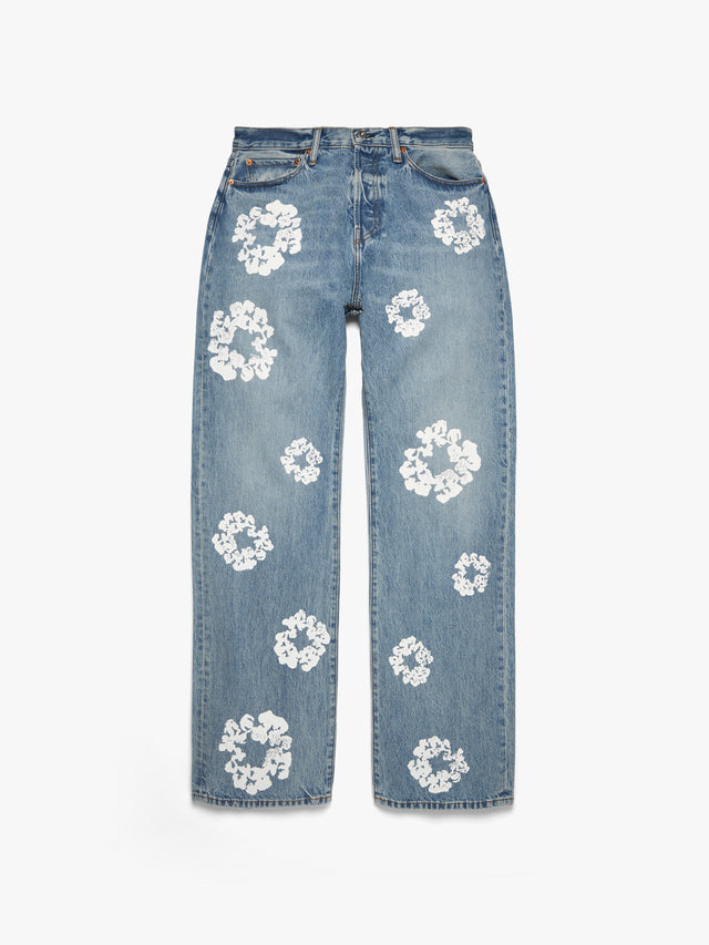 Baggy Cotton Wreath Denim Pant Light Wash