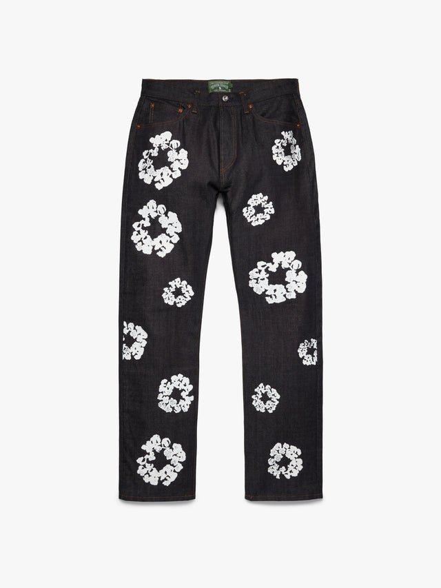Straight Cotton Wreath Denim Pant Selvedge