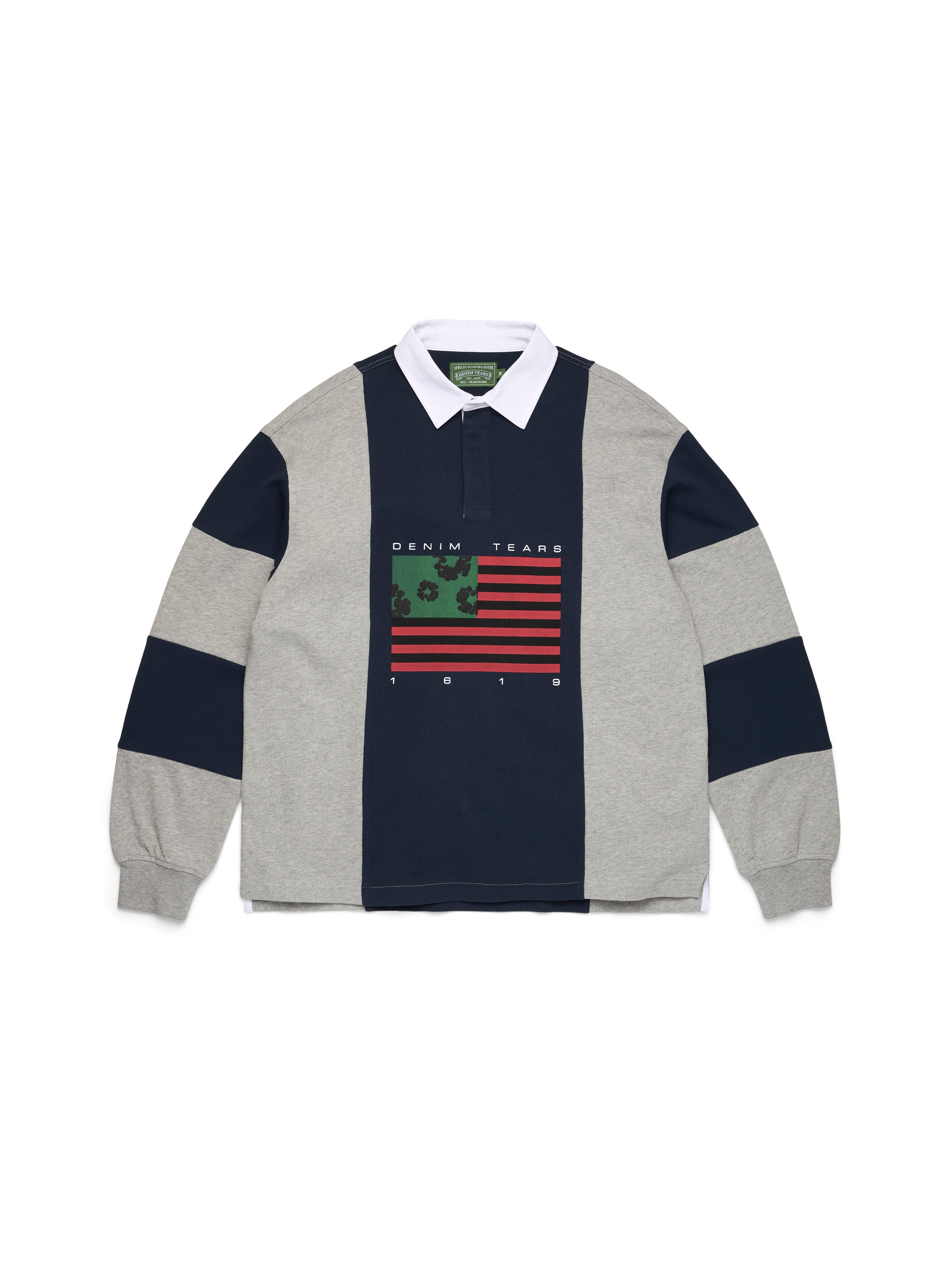 Cotton Wreath Pan-African Flag Rugby Grey/Navy – DENIM TEARS
