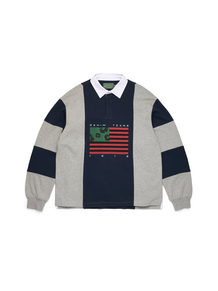 Cotton Wreath Pan-African Flag Rugby Grey/Navy – DENIM TEARS