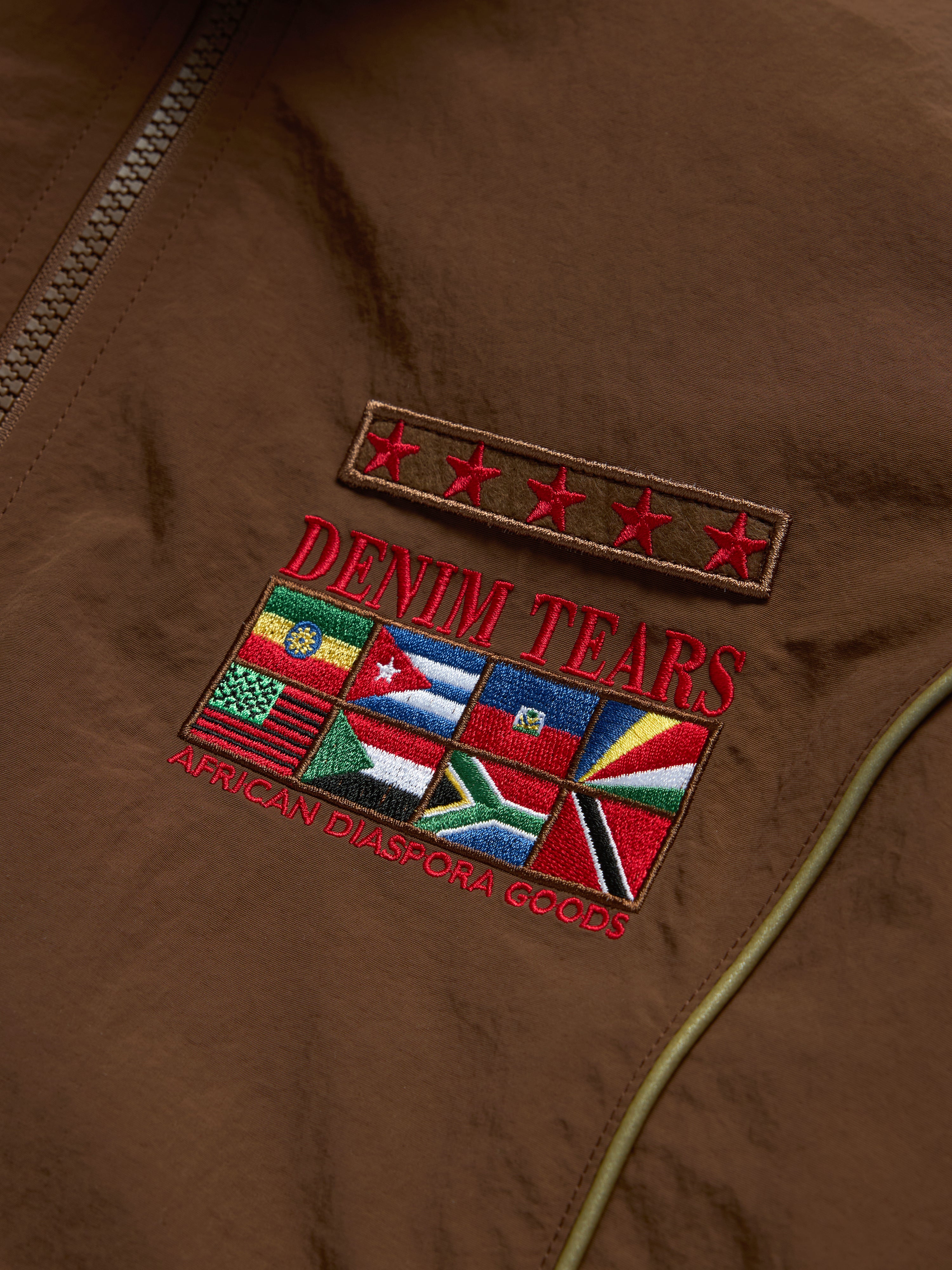 Diaspora Flag Track Jacket Brown – DENIM TEARS