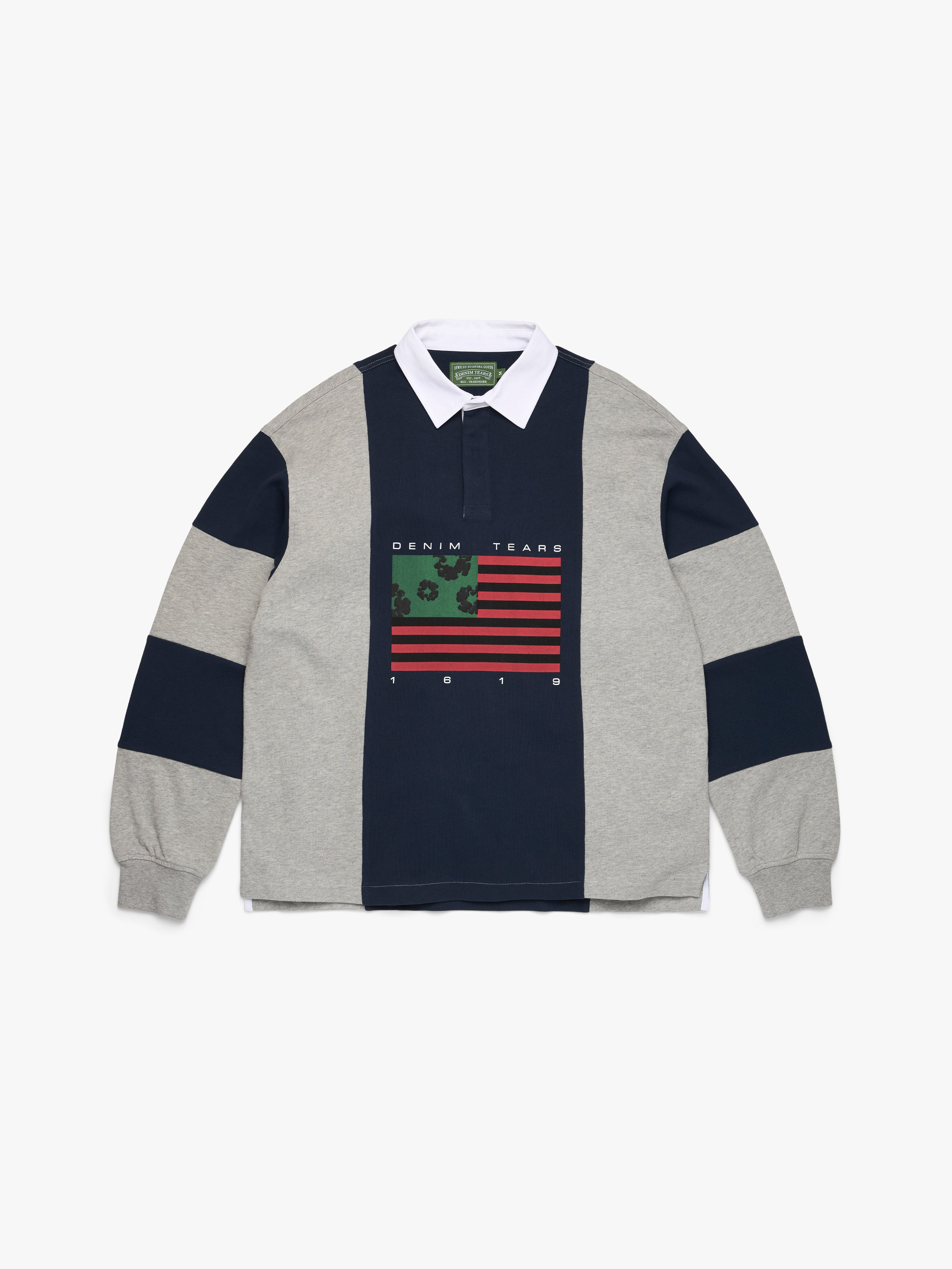 Denim Tears ラガーシャツ Denim Tears: Black Madonna Rugby Shirt (White) | DSMNY E-SHOP