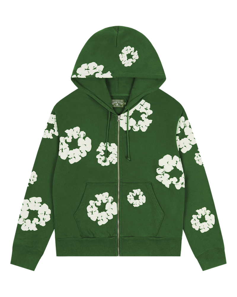 Cotton Wreath Zip Hoodie Green – DENIM TEARS