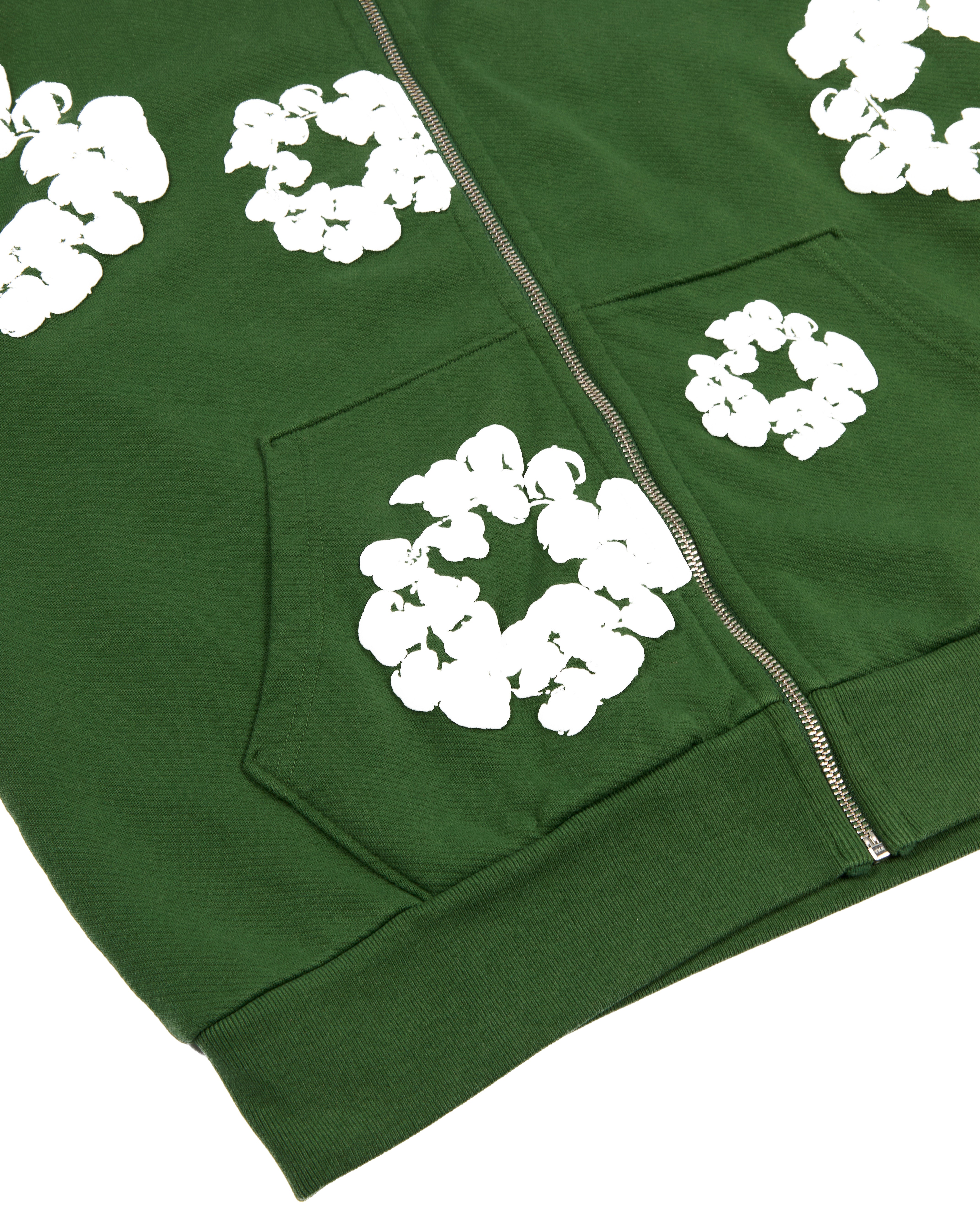 Cotton Wreath Zip Hoodie Green – DENIM TEARS