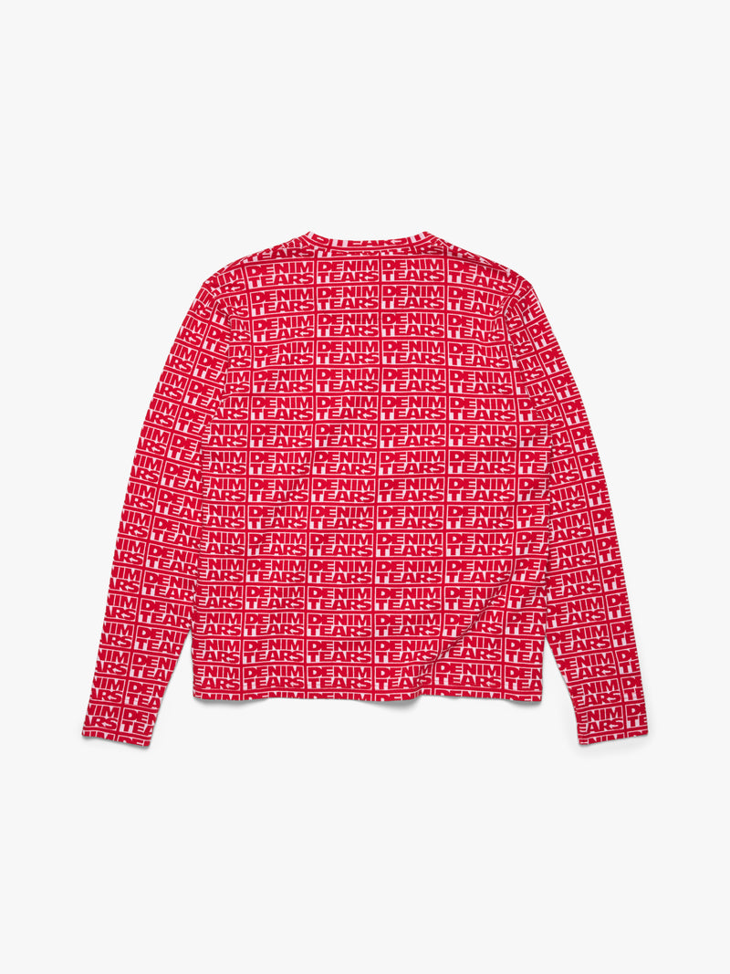 Larmes de Denim Jacquard Long Sleeve Tee Red