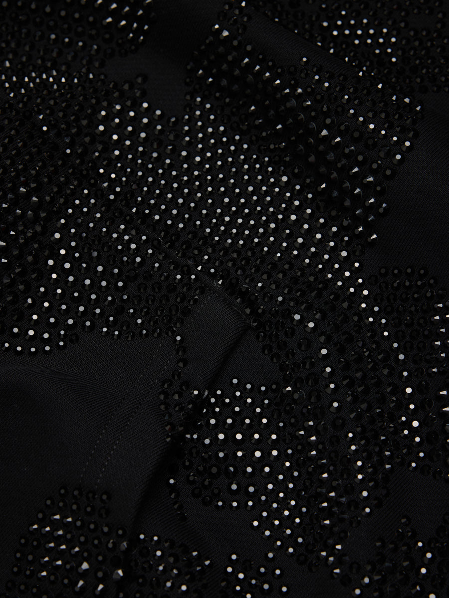Biggie Rhinestone Cotton Wreath Pull Over Hoodie Black – DENIM TEARS