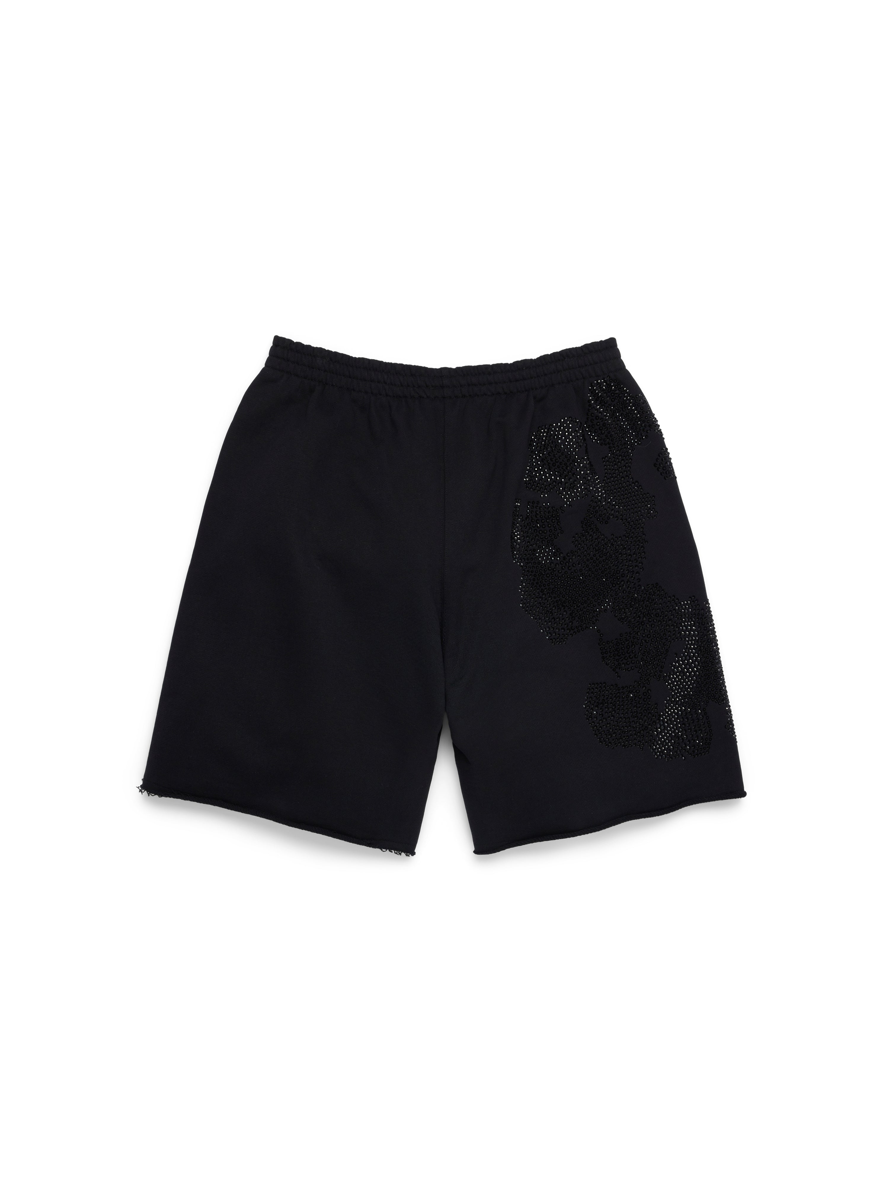 Biggie Rhinestone Cotton Wreath Sweatshort Black – DENIM TEARS