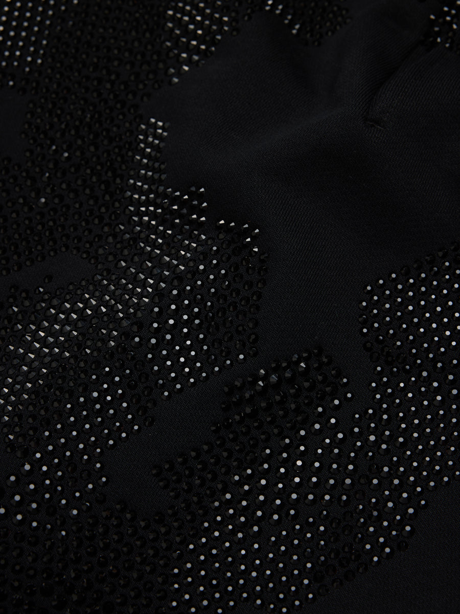 Biggie Rhinestone Cotton Wreath Sweatshort Black – DENIM TEARS