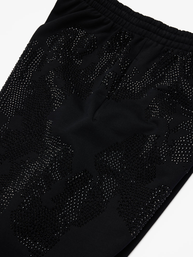 Biggie Rhinestone Cotton Wreath Sweatshort Black